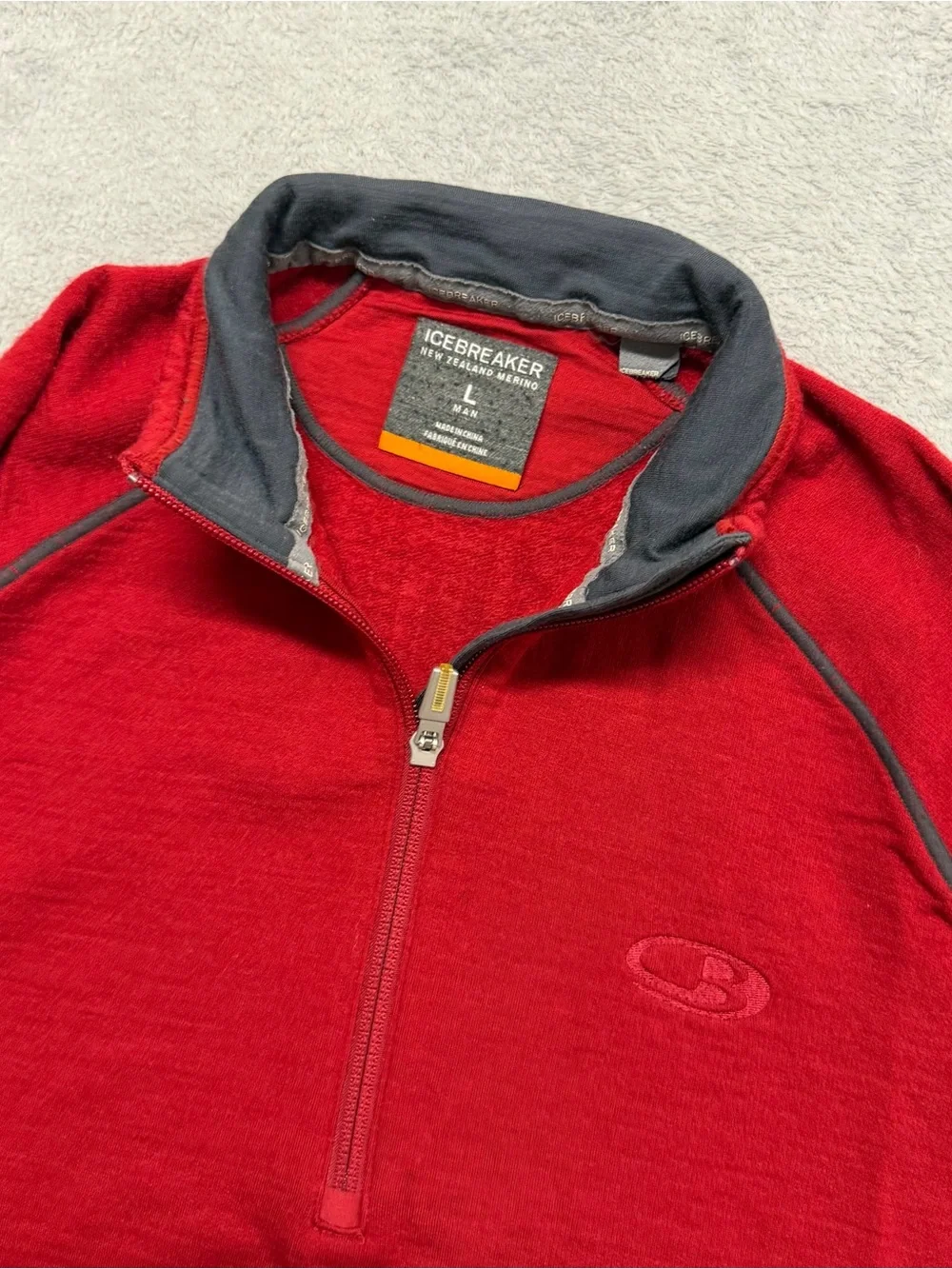Icebreaker Jumper Mens Large New Zealand Merino Wool Sweater Layer 1/4 Zip